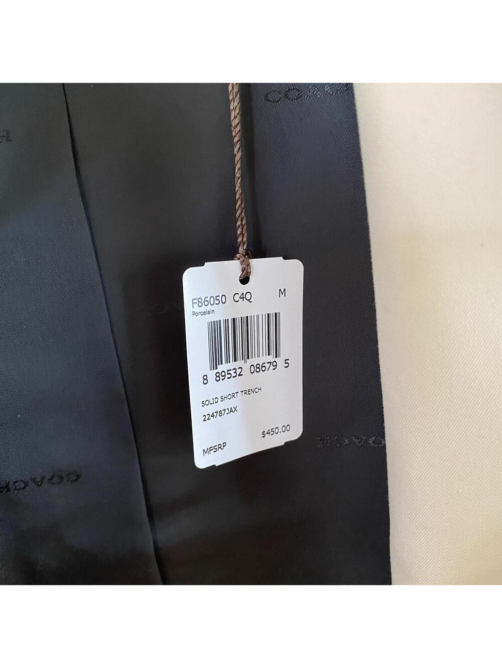 NWT Coach Solid Short Trench Coat Porcelain Size M MSRP $450 - Picture 9 of 9
